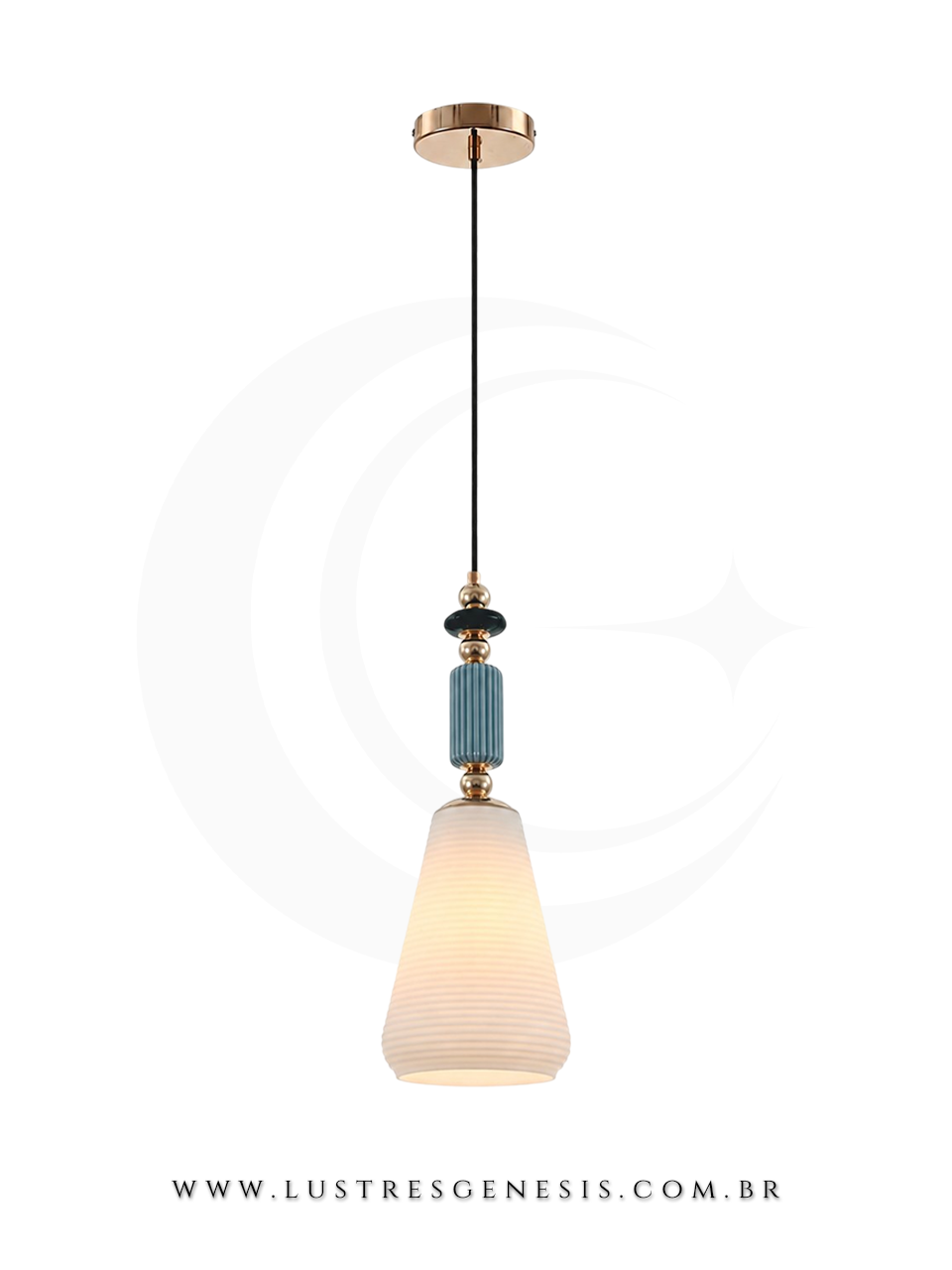 Pendente Escandinava Dourado com Cer&acirc;mica Para Quarto, Bancada Gourmet e Cabeceira de Cama